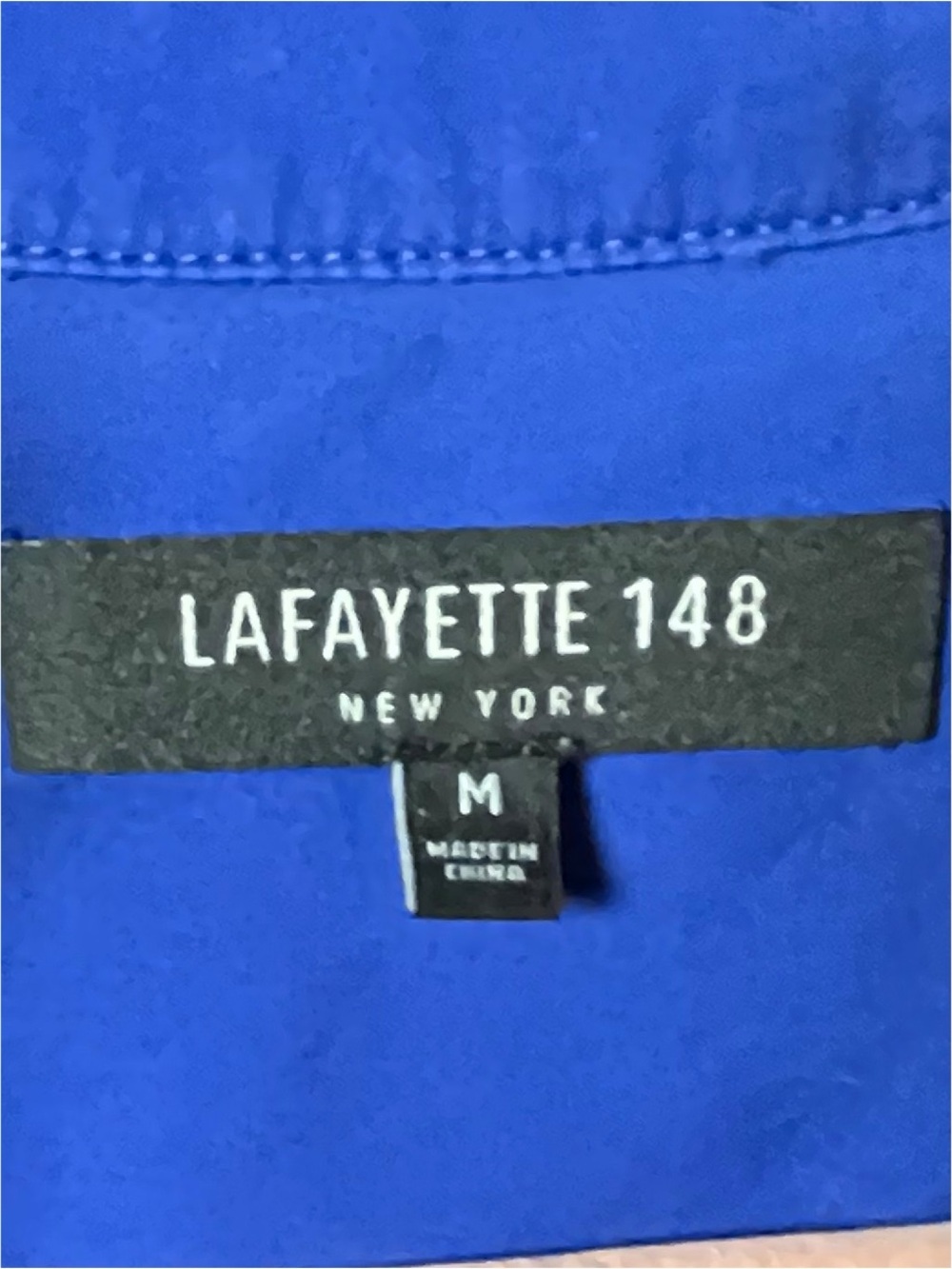Lafayette 148 Royal Blue Stretch Blouse M Hidden Placket Career Office Top - Picture 4 of 5